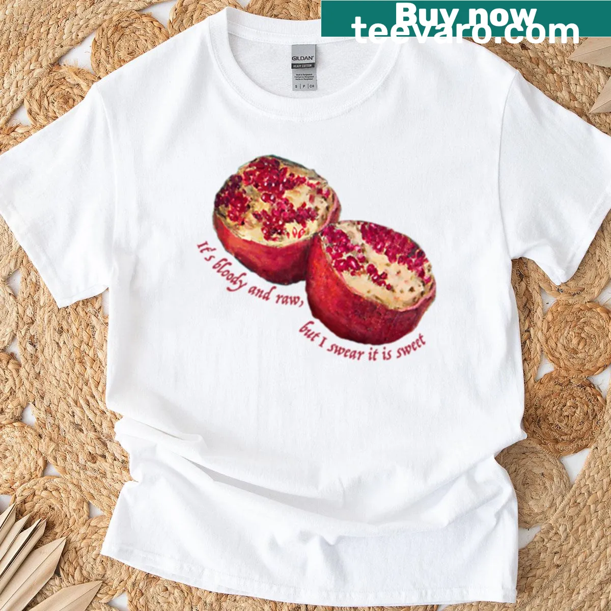 Illustration of pomegranates and angel wings on a t-shirt — on a men's t-shirt