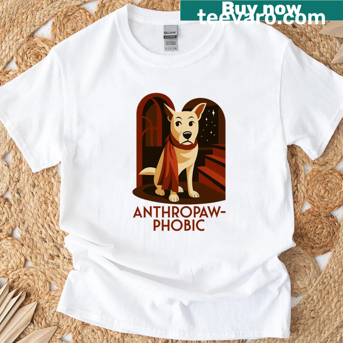 Retro design T-shirt with playful dog-themed text — on a men's t-shirt