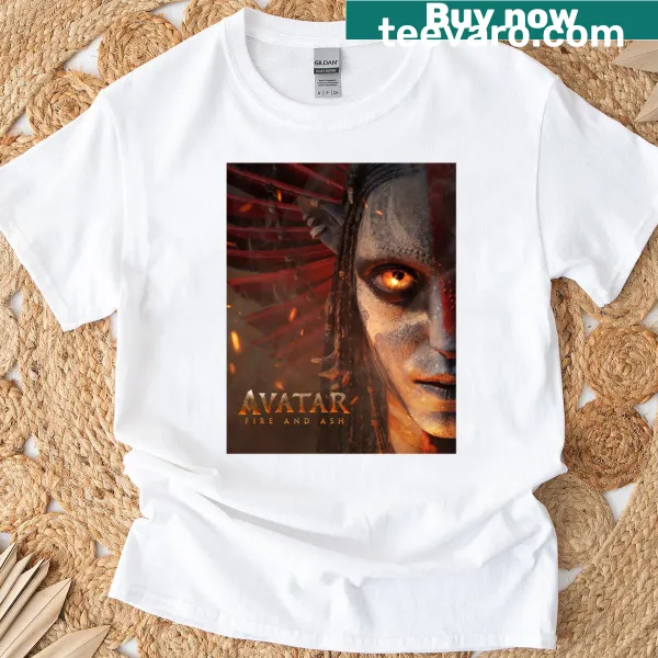 T-shirt featuring bold design of fire and ash inspired by fantasy