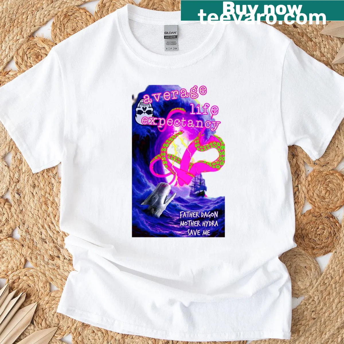 Typography design featuring Average Life Expectancy - The Widow — on a men's t-shirt
