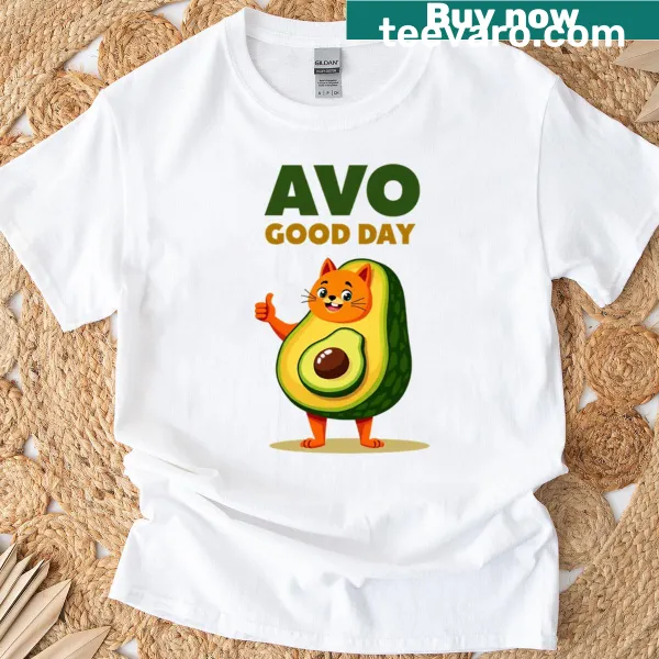 Cute avocado art T-shirt with Good Day text