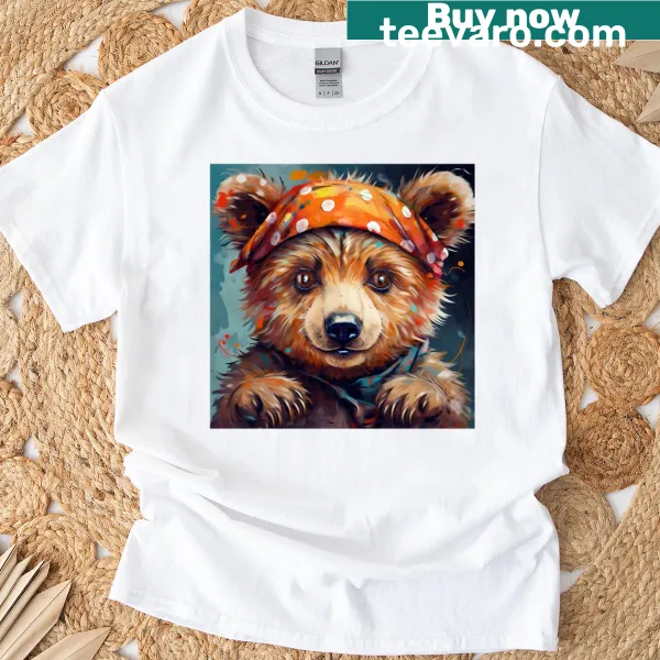 Cute illustration of a baby bear on a T-shirt