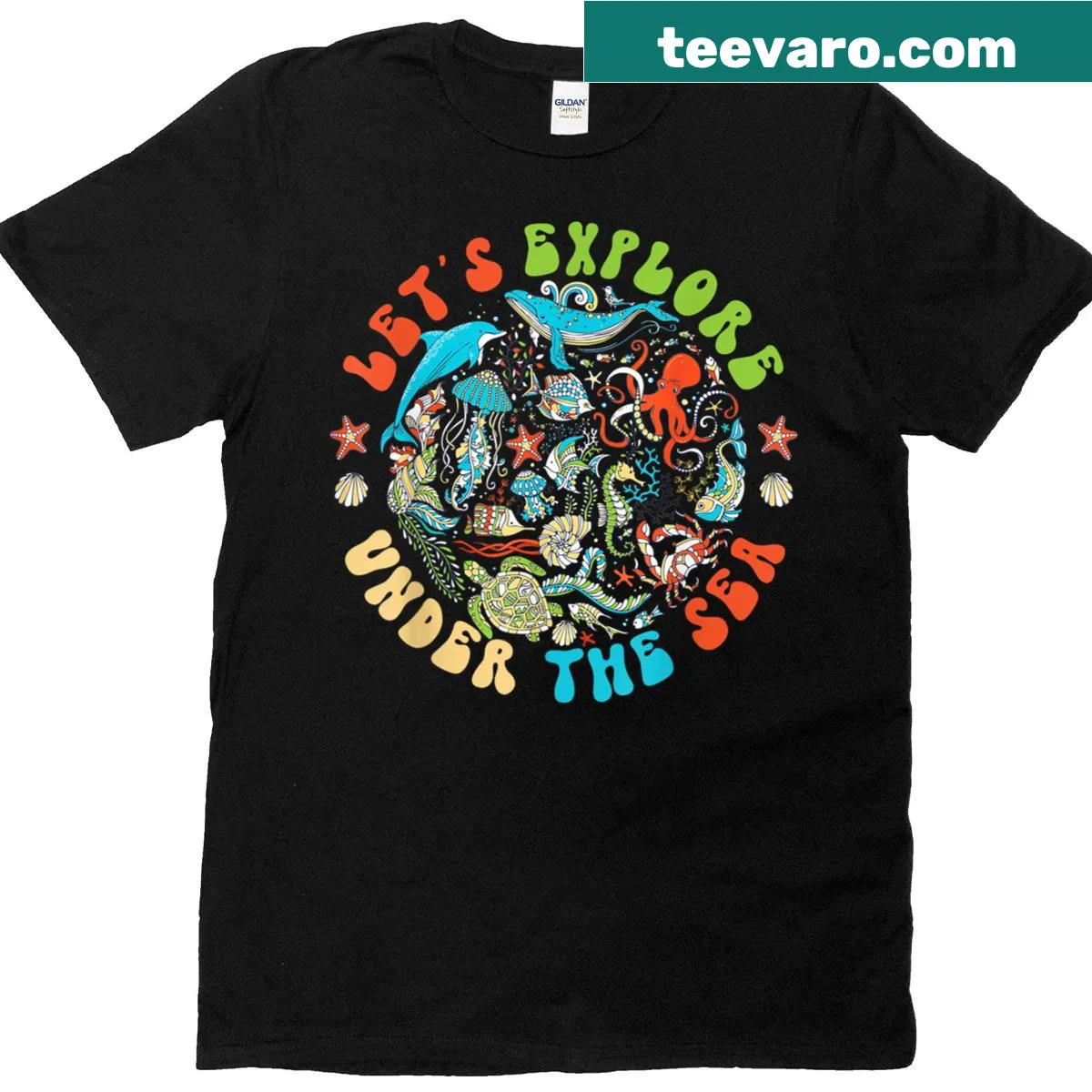 Underwater themed Back To School T-shirt for students and teachers — on a men's t-shirt