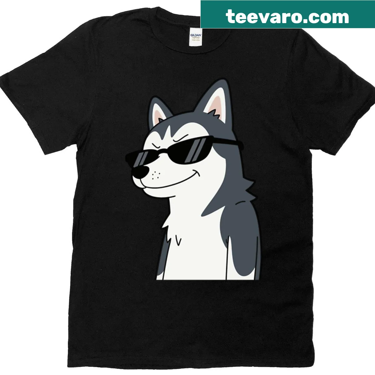 Illustration of bad huskies wearing sunglasses on a t-shirt — on a men's t-shirt