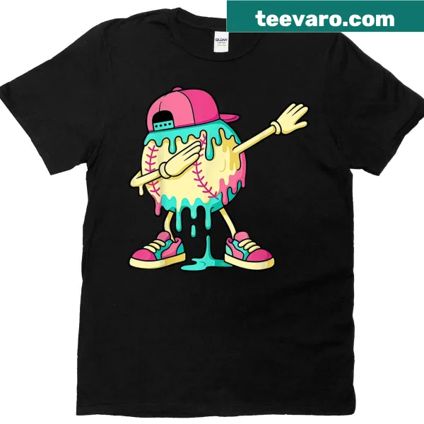 Playful t-shirt for kids featuring a boy dabbing with baseball and ice cream.