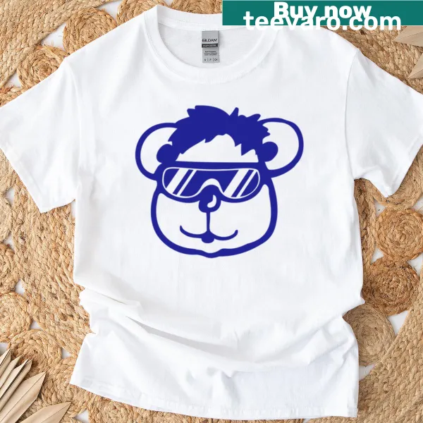 Cartoon bear DJ wearing sunglasses T-shirt