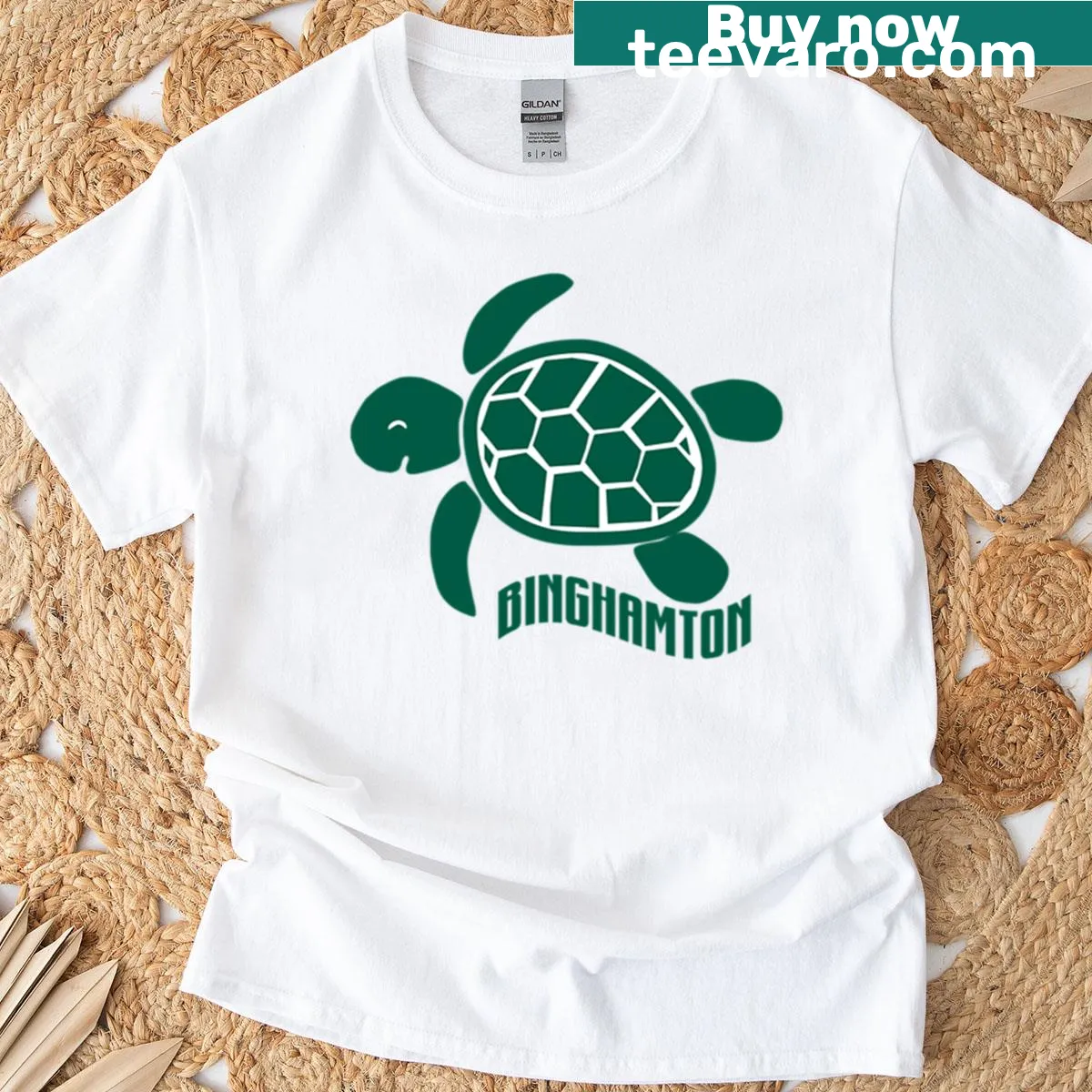 Binghamton University text graphic on a t-shirt — on a men's t-shirt