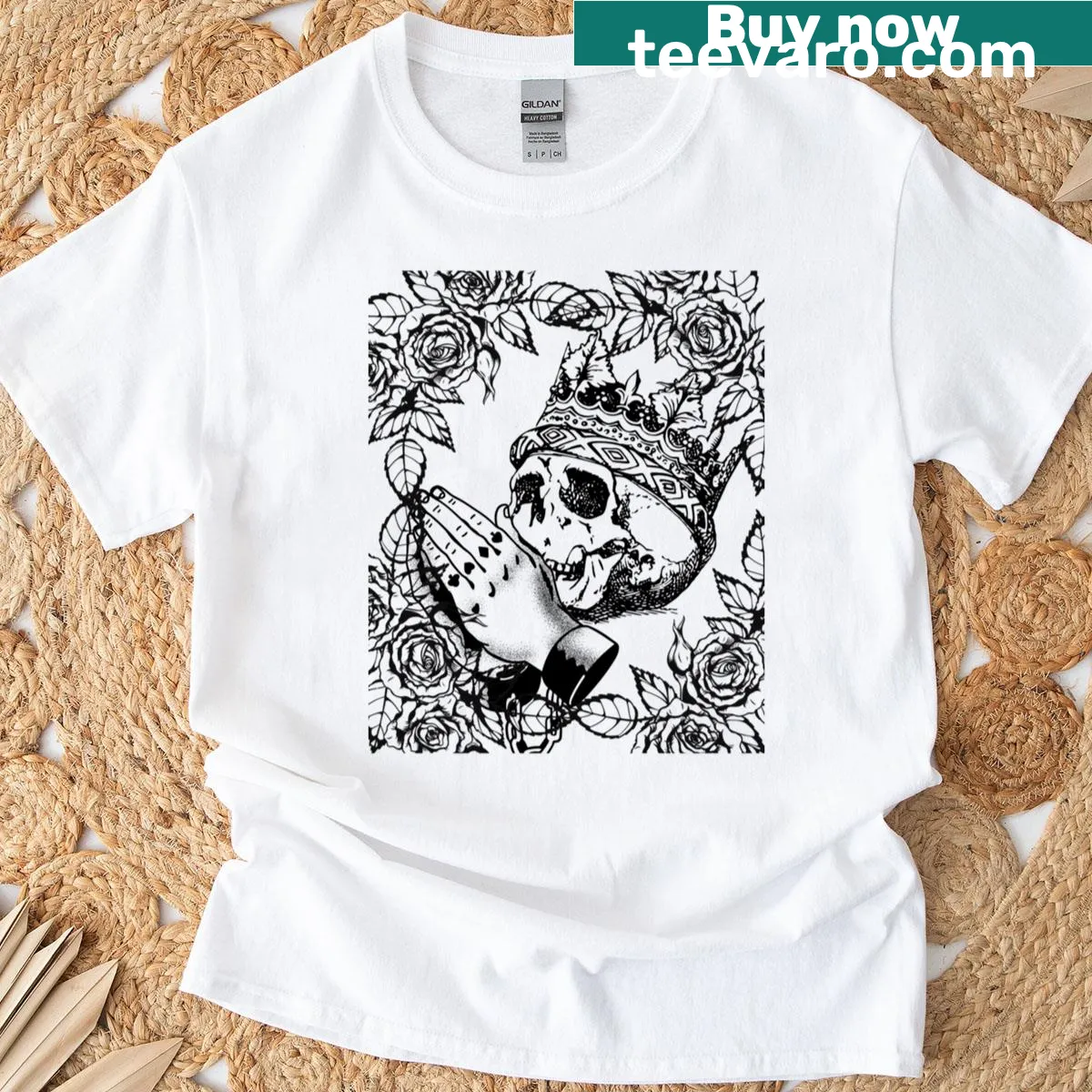 Tattoo-inspired T-shirt featuring a Black Caravel design — on a men's t-shirt