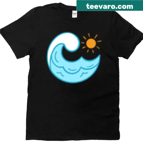 Abstract blue wave design on a stylish t-shirt.