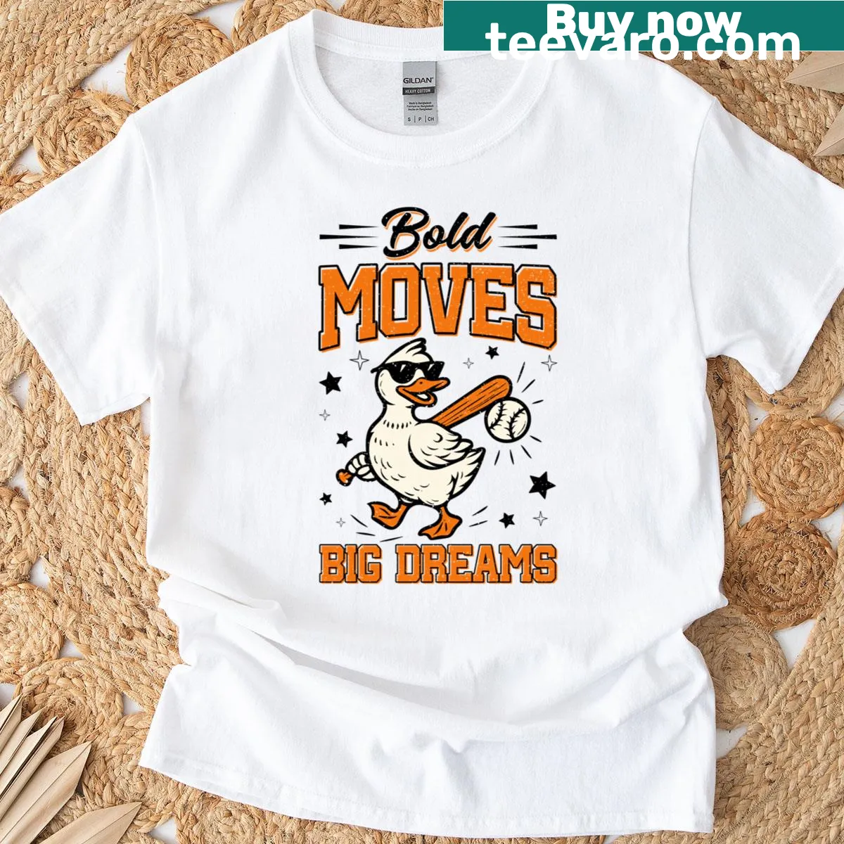 Funny motivational T-shirt with goose graphic — on a men's t-shirt