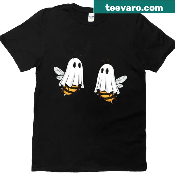 Cute Halloween t-shirt with pun 'Boo Bees' and ghost bee graphics