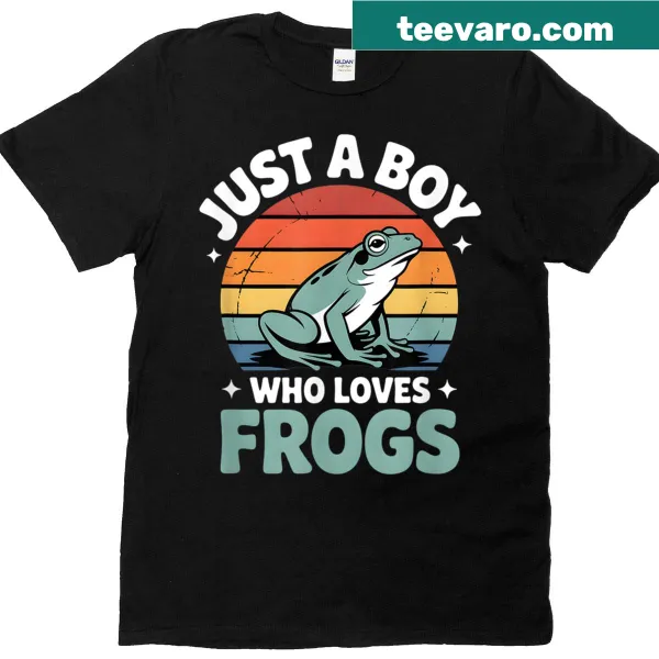 Illustration of a playful frog on a boys' t-shirt