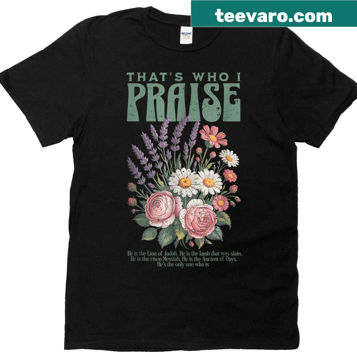 Inspirational faith-themed t-shirt with lake imagery. — on a men's t-shirt