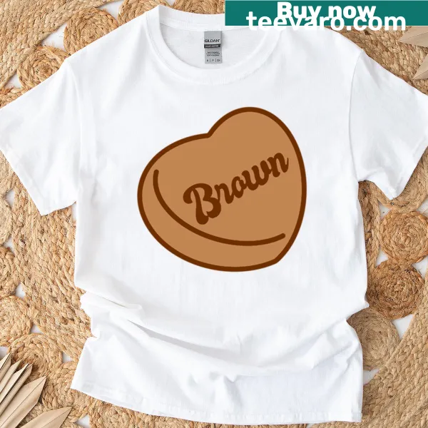 Cute brown candy heart illustration on a t-shirt