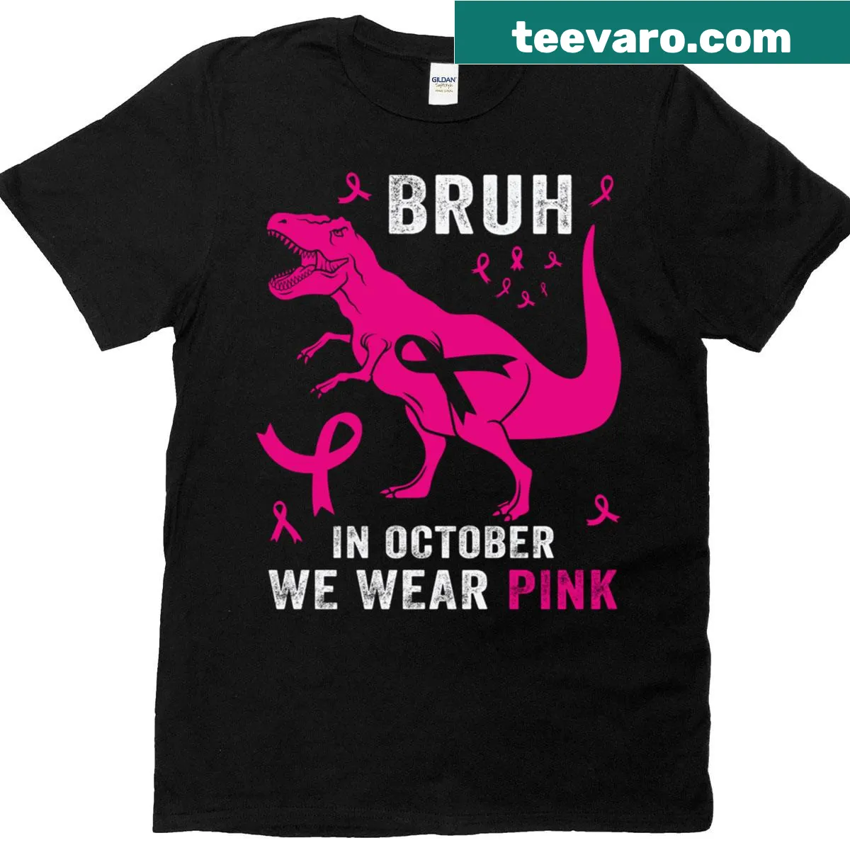 Breast cancer awareness t-shirt with pink typography for women. — on a men's t-shirt