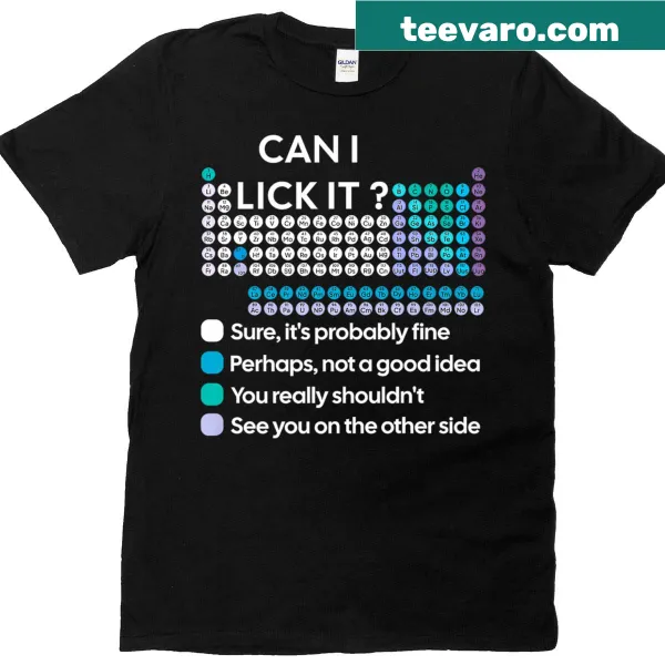 Funny periodic table of elements graphic with text on T-shirt
