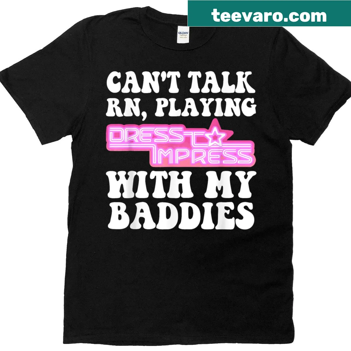 Funny gamer t-shirt with 'Can't Talk Rn' text design — on a men's t-shirt