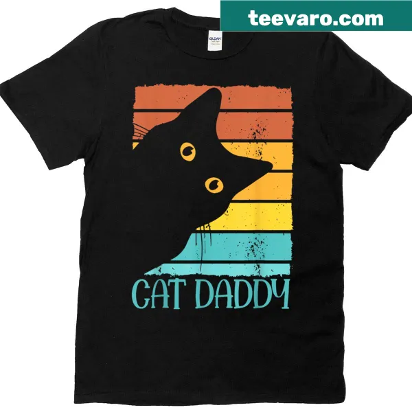 Humorous retro T-shirt with 'Cat Daddy' and a black cat graphic
