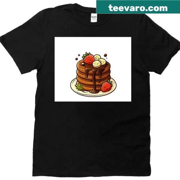 Cute illustration of chocolate pancakes on a T-shirt