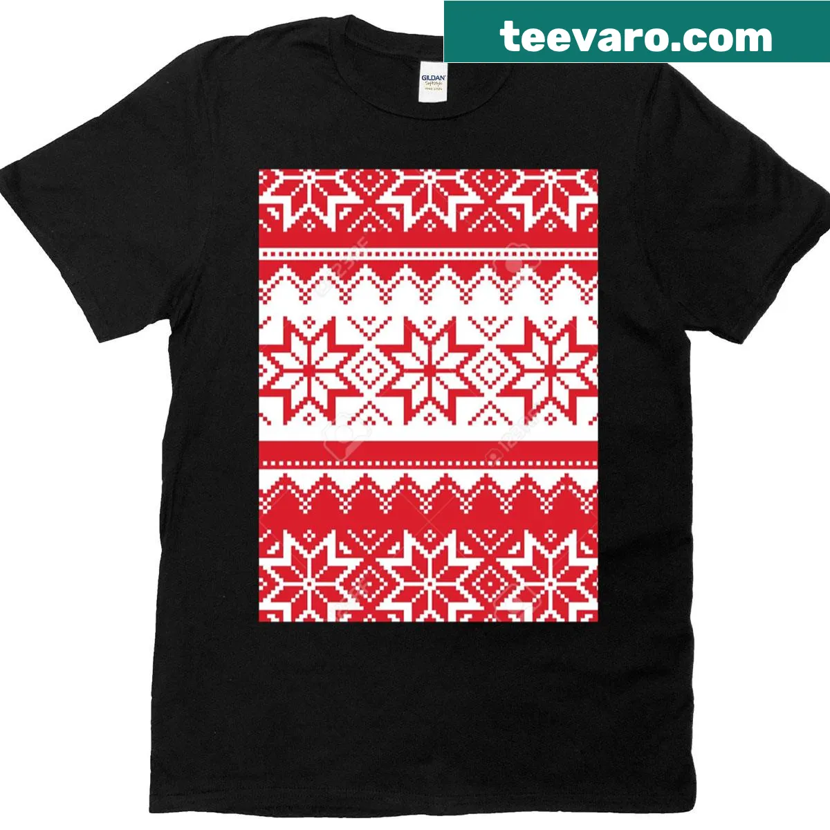 T-shirt with cheerful Christmas patterns for the holiday season — on a men's t-shirt
