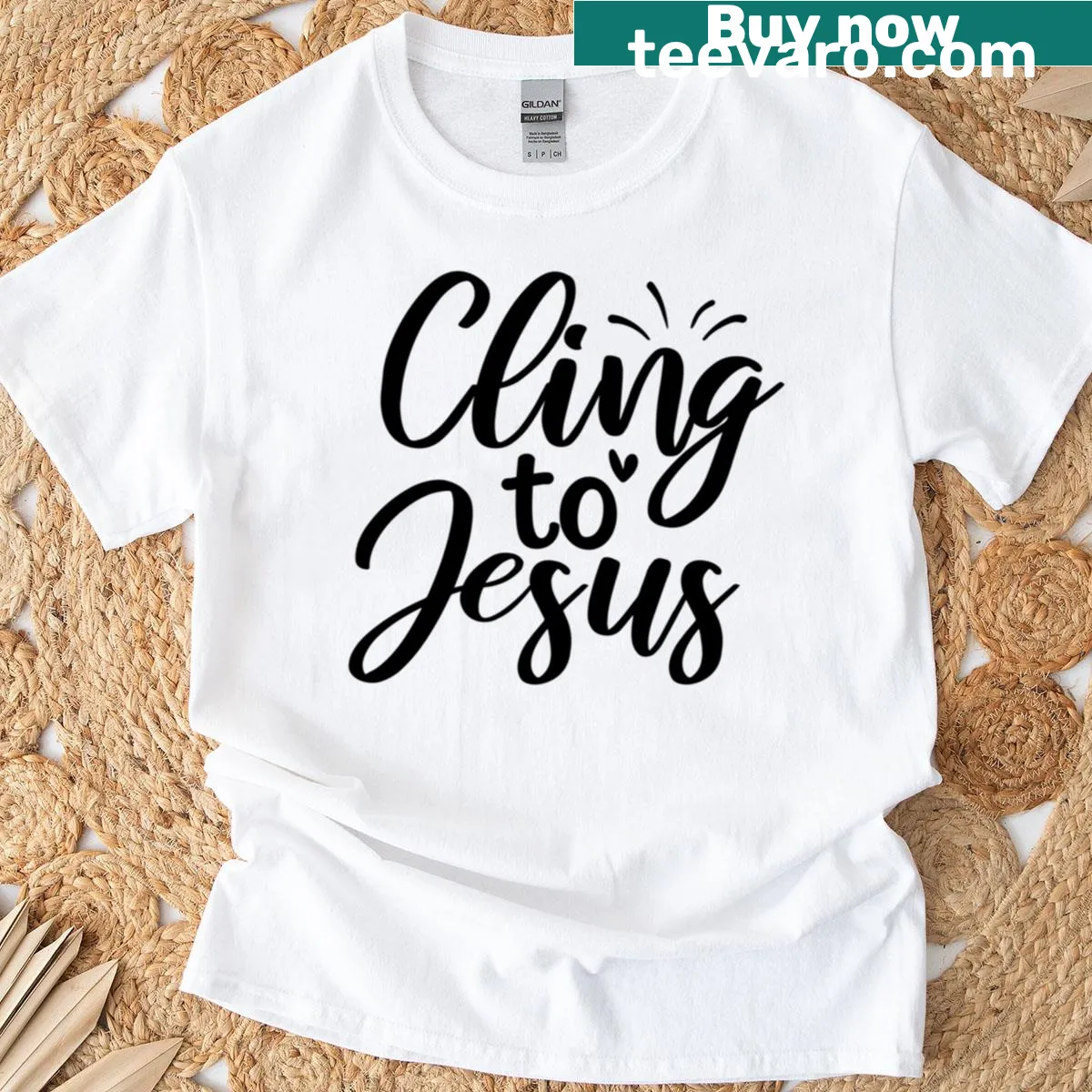 Inspirational text design 'Cling To Jesus' on a t-shirt — on a men's t-shirt