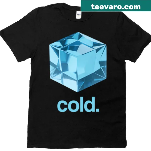 Minimalist low poly ice cube graphic on a T-shirt