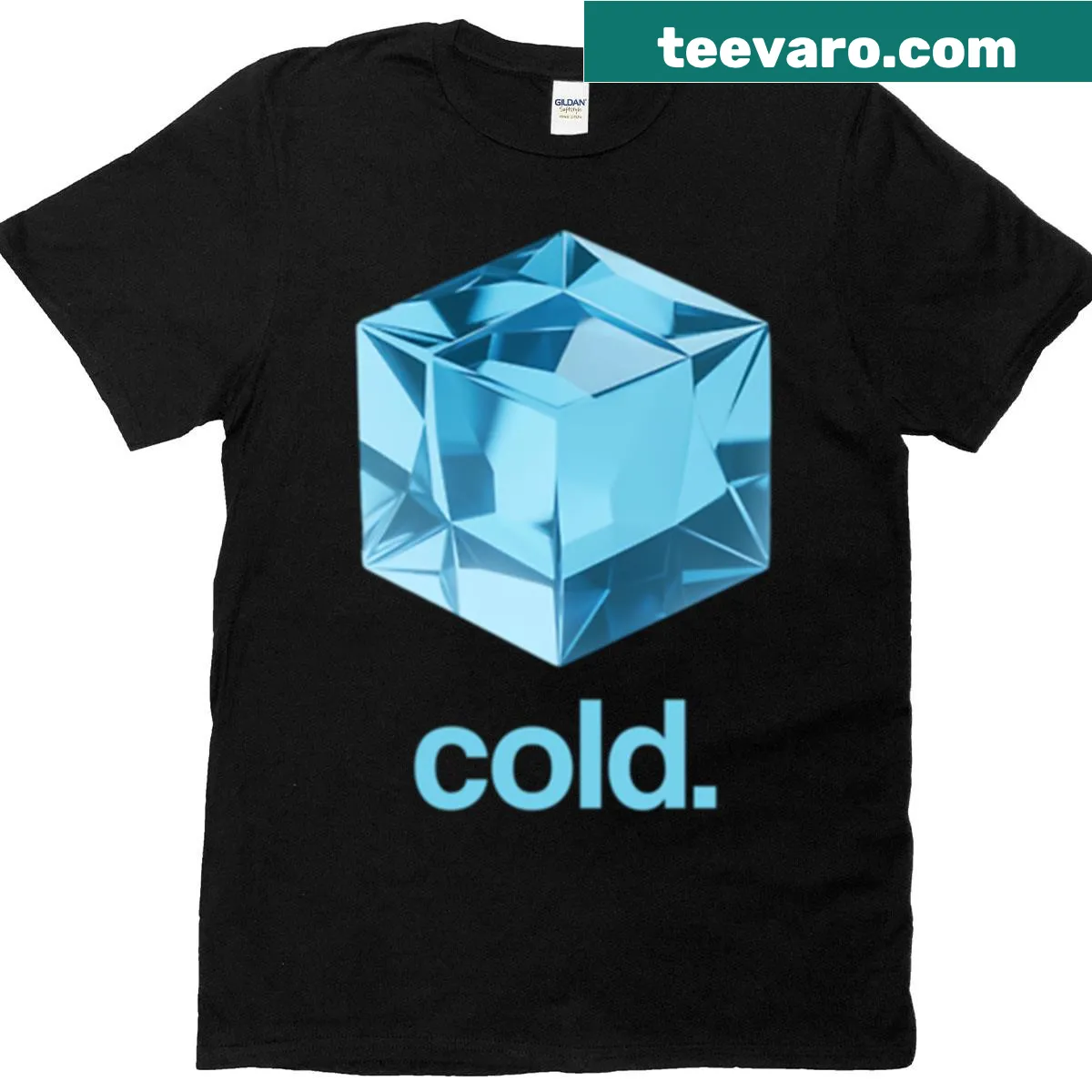 Minimalist low poly ice cube graphic on a T-shirt — on a men's t-shirt