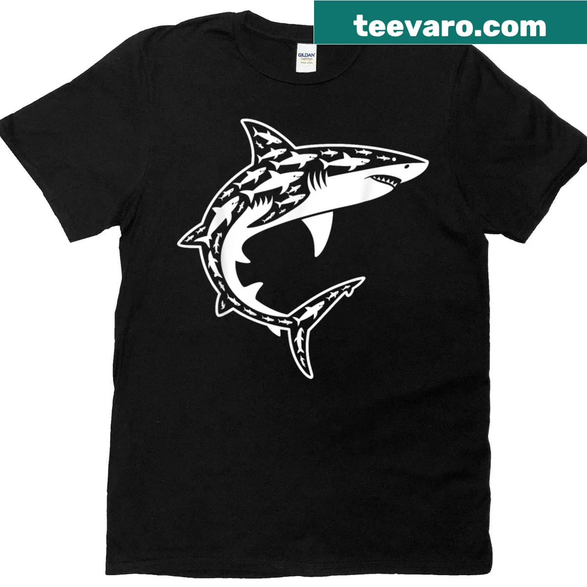 Great white shark costume design on a t-shirt for shark lovers — on a men's t-shirt
