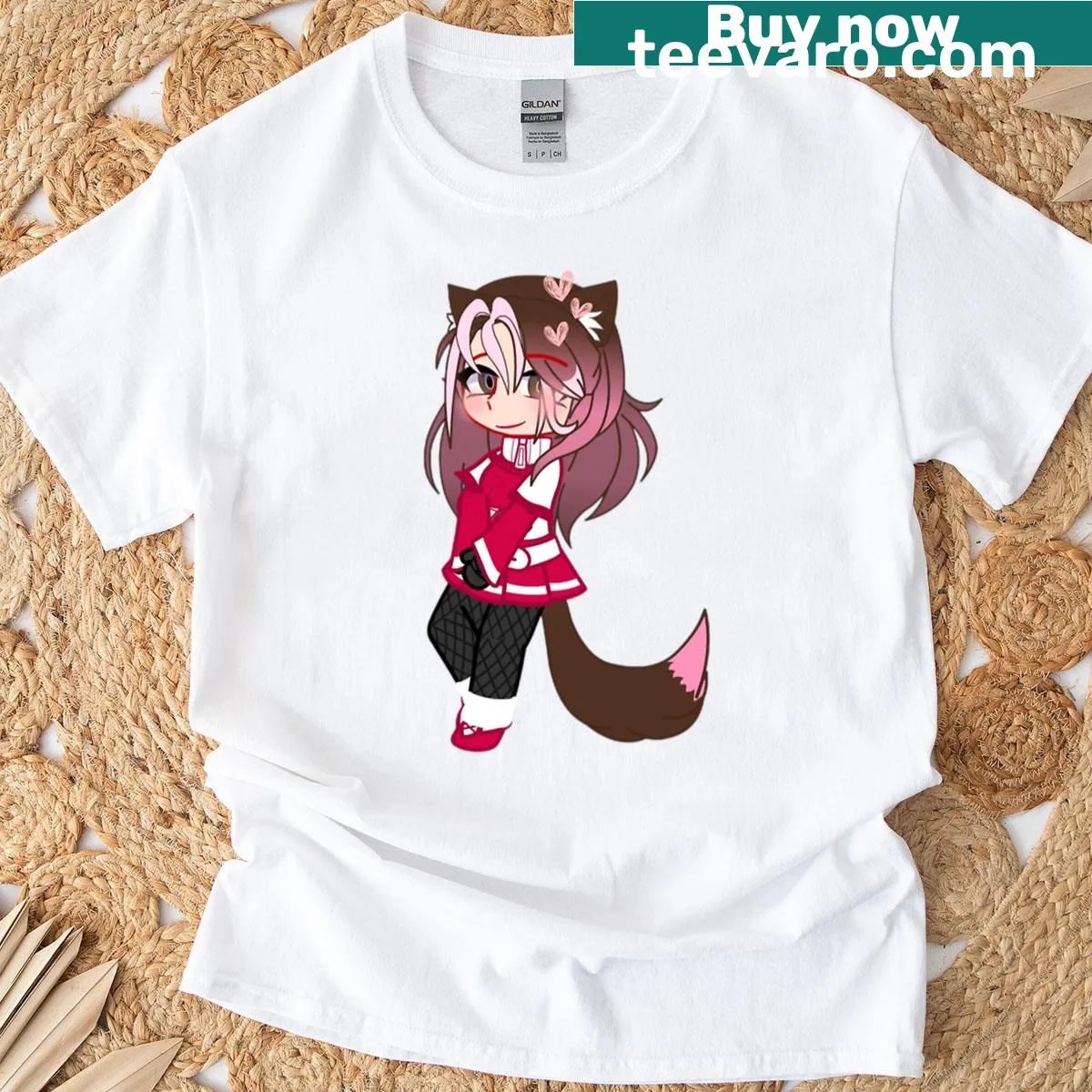 Cartoon girl in gacha style t-shirt design — on a men's t-shirt
