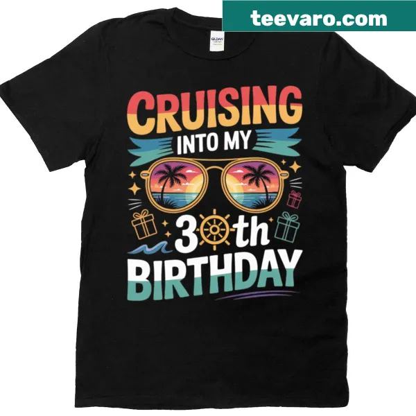 Tropical cruise scene design for 30th birthday t-shirt