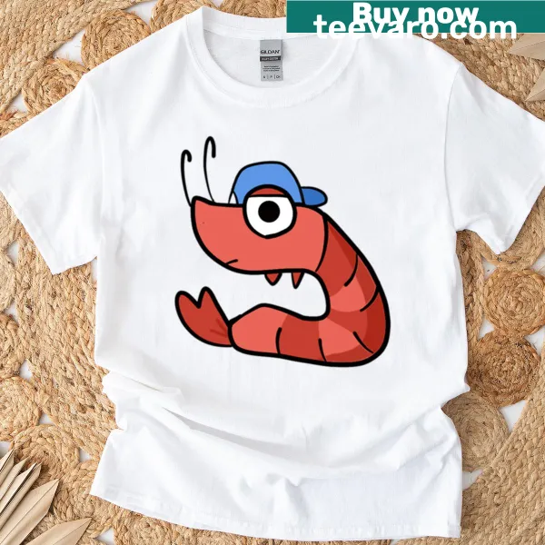 Cute cartoon shrimp graphic t-shirt