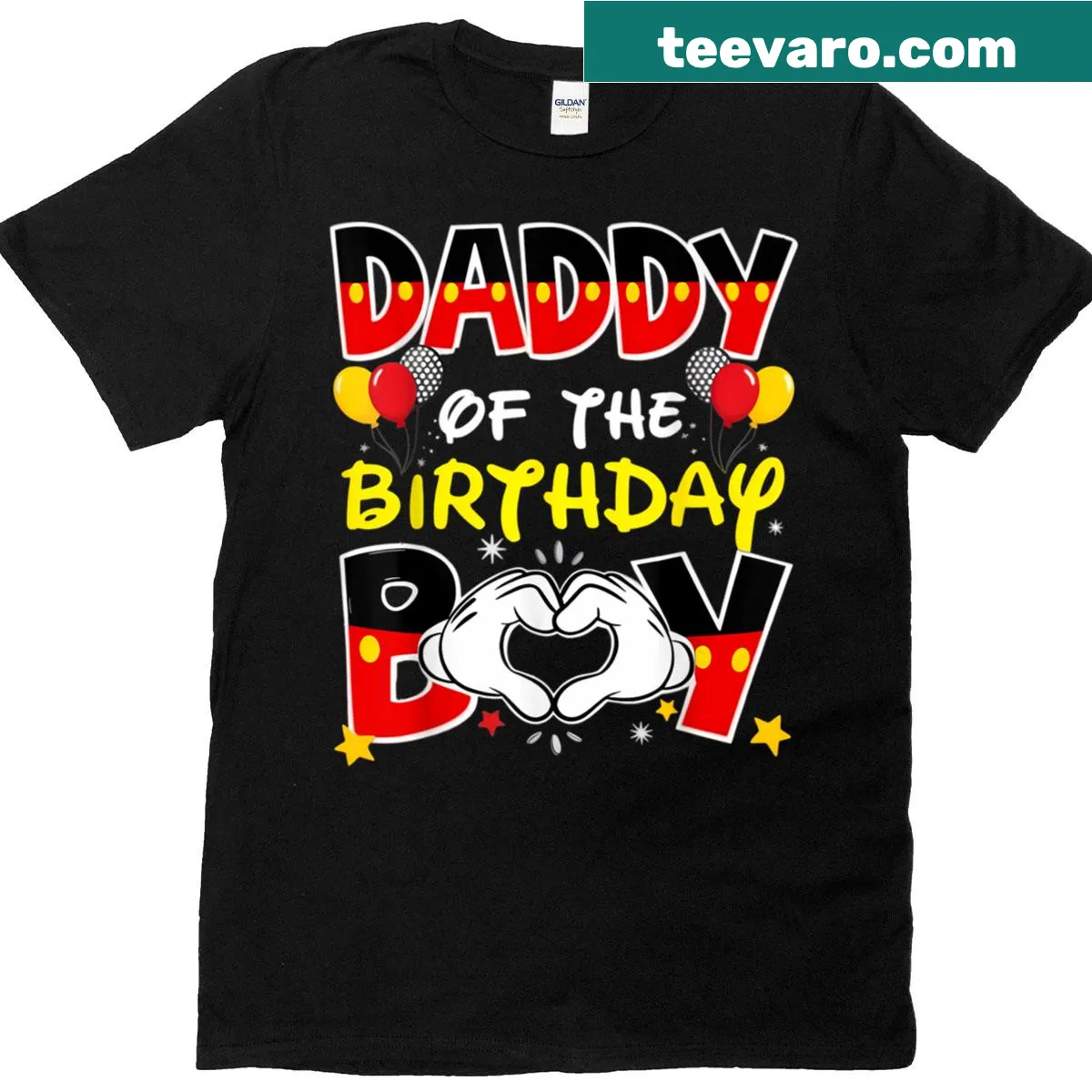 Shirt with 'Daddy Of The Birthday Boy' text — on a men's t-shirt