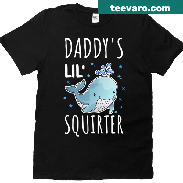 Cute illustration of a whale with text 'Daddy's Lil Squirter'