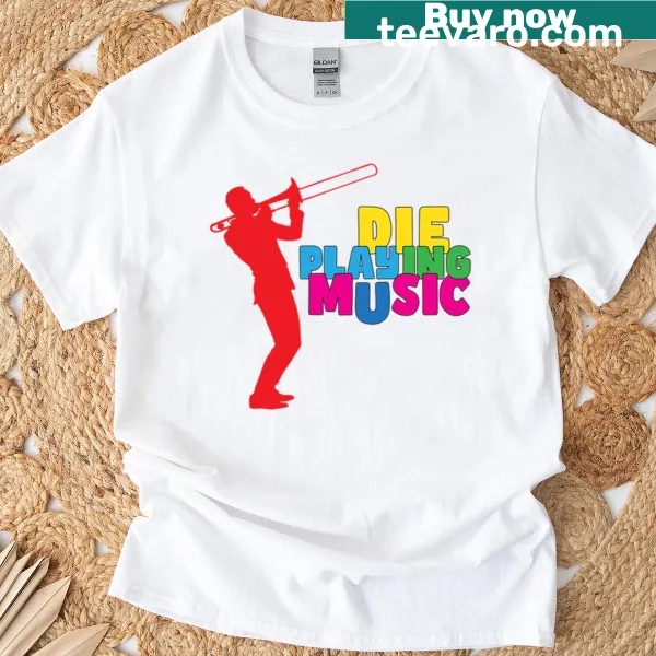 Jazz music T-shirt featuring a trombone illustration
