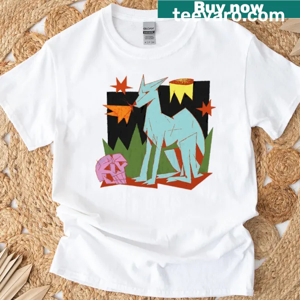 Unique T-shirt featuring a dog skull and butterfly illustration