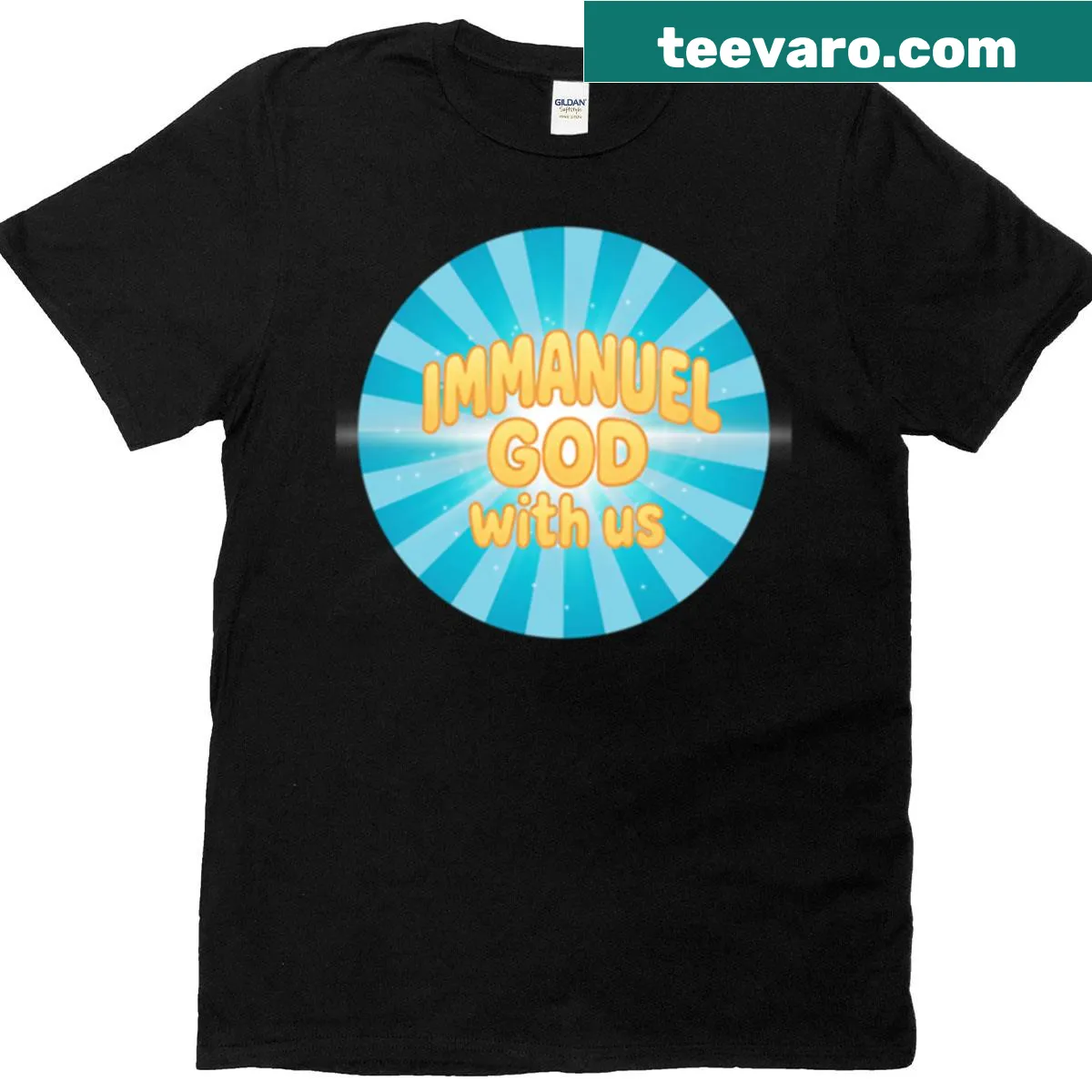 Inspirational Christian T-shirt with 'God With Us' text — on a men's t-shirt