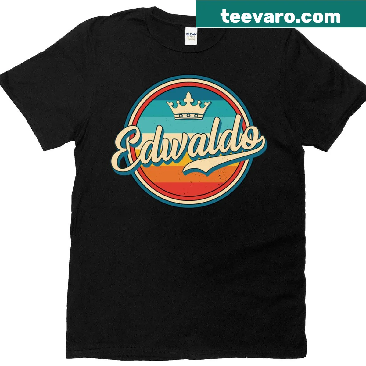 Personalized Edwaldo T-shirt with vintage style name design — on a men's t-shirt