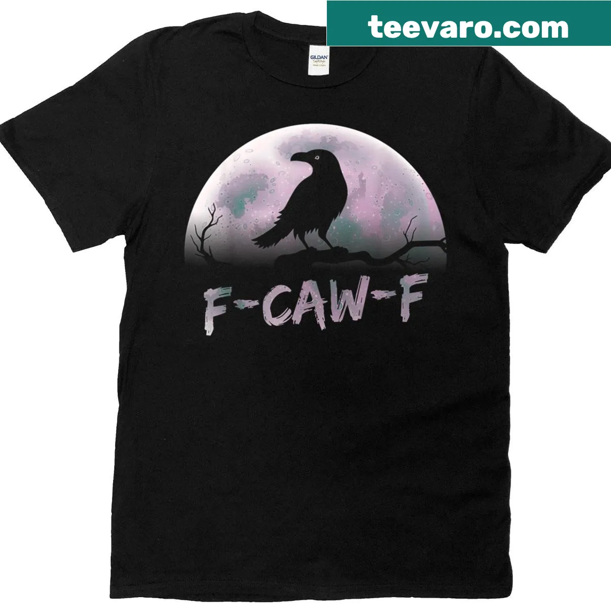 Vintage black raven T-shirt with sarcastic humor design — on a men's t-shirt