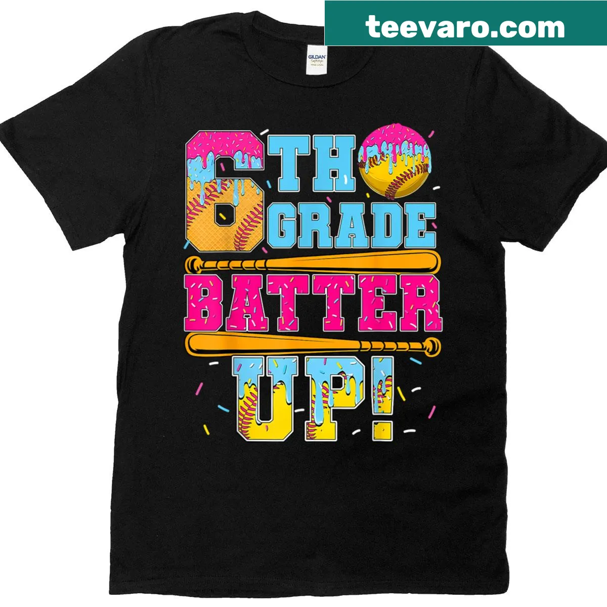 Softball and ice cream drip graphic on a kids' t-shirt — on a men's t-shirt