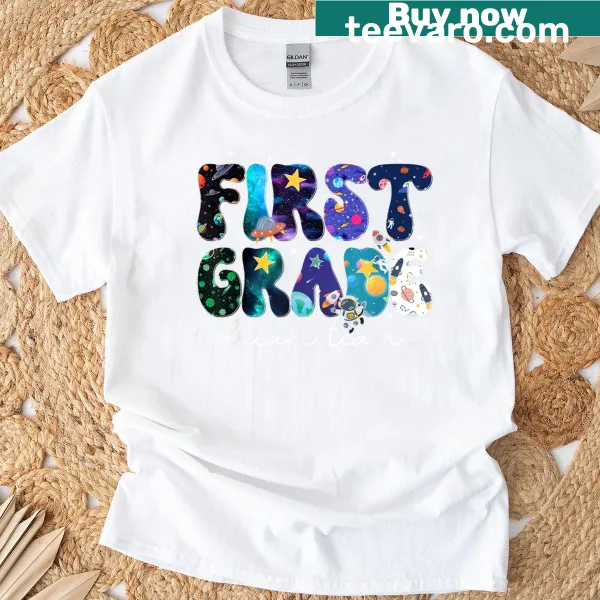 Outer space themed T-shirt for first grade teachers and kids