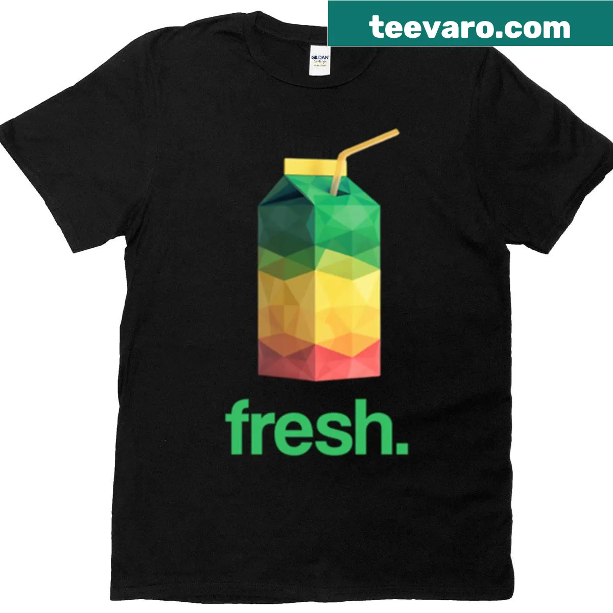Low poly juice graphic on a trendy t-shirt — on a men's t-shirt