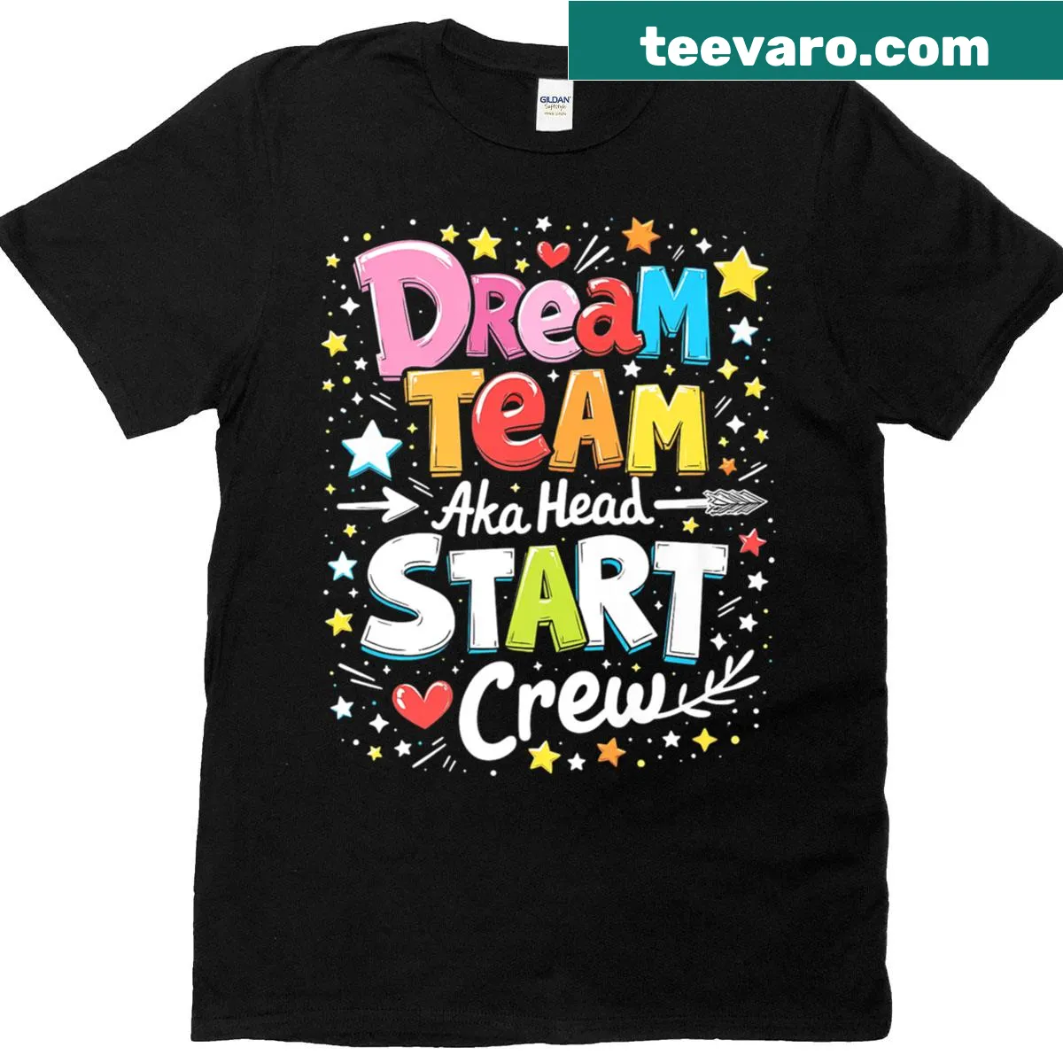 Teacher's t-shirt with 'Dream Team Head Start Crew' text — on a men's t-shirt