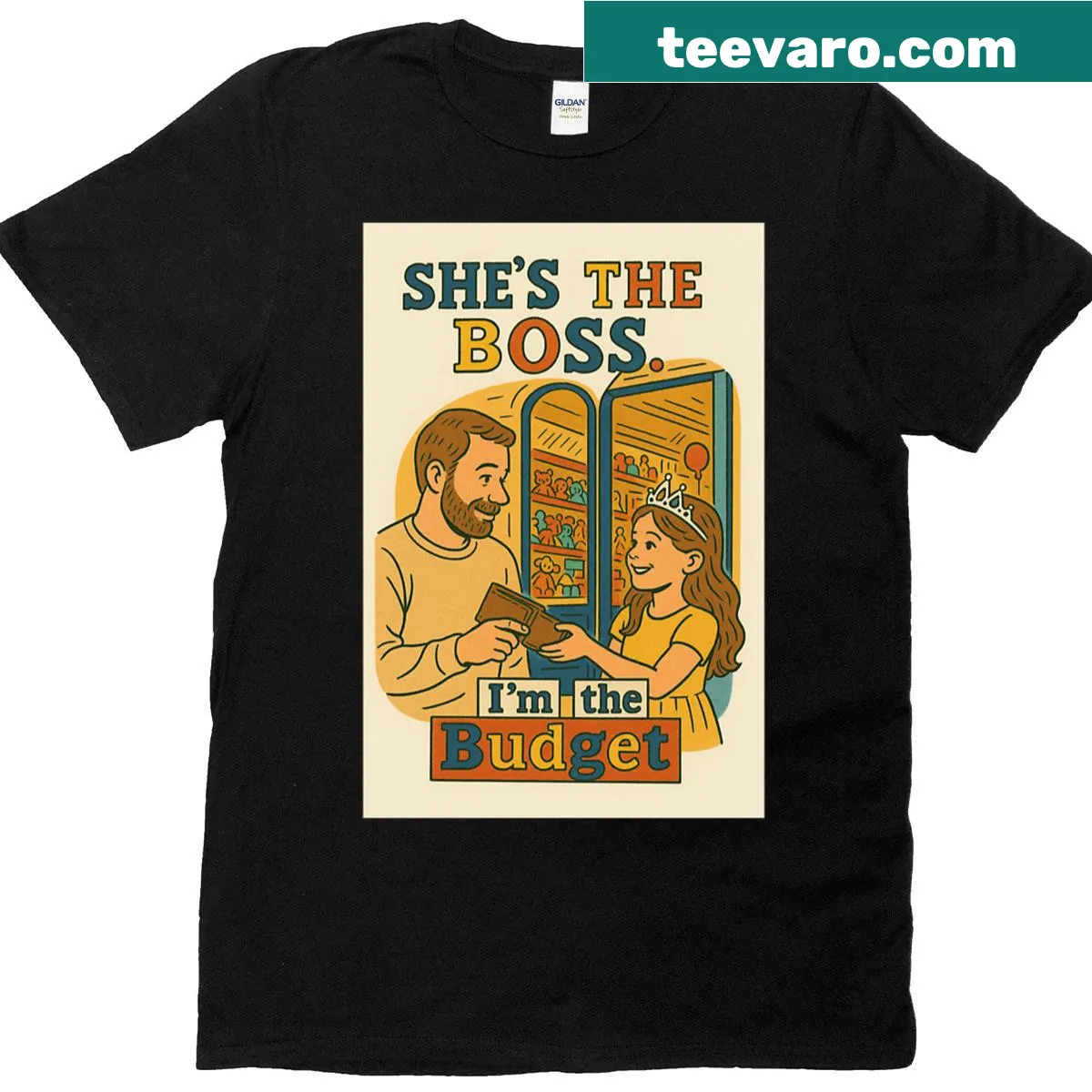 Wholesome Girl Dad Shes The Boss t-shirt with playful text — on a men's t-shirt