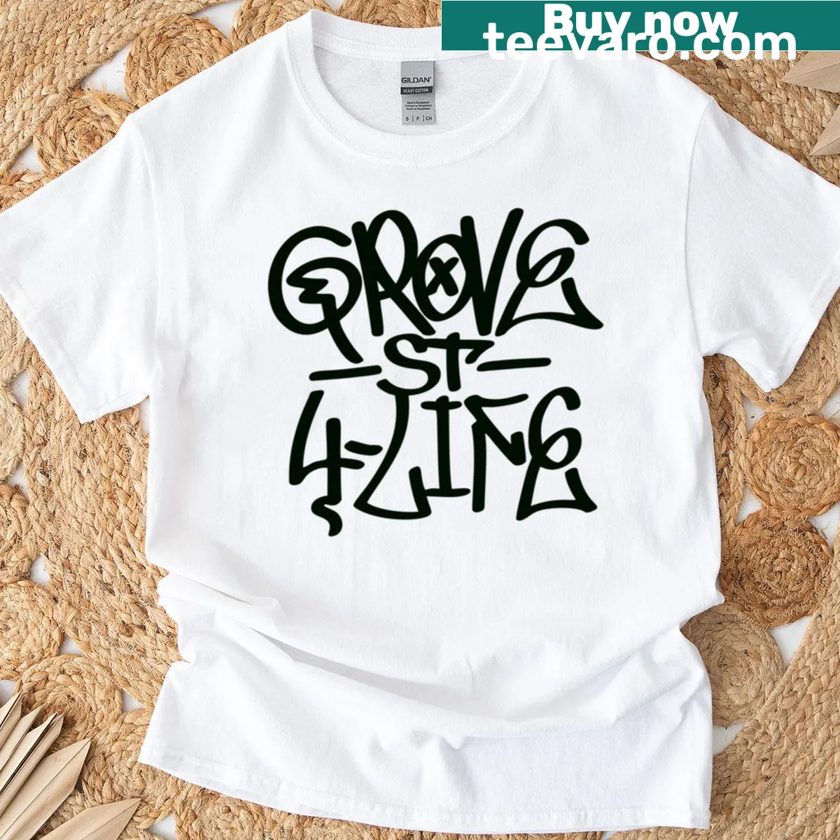 Nostalgic graphic t-shirt featuring Grove St 4-life design — on a men's t-shirt