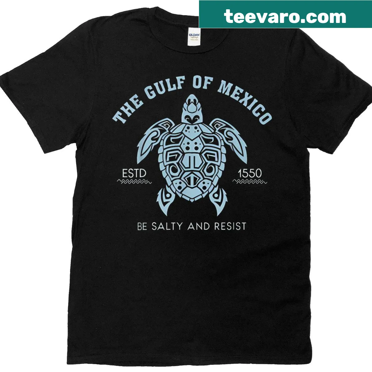 Playful turtle illustration with the phrase 'Be Salty' on a T-shirt — on a men's t-shirt