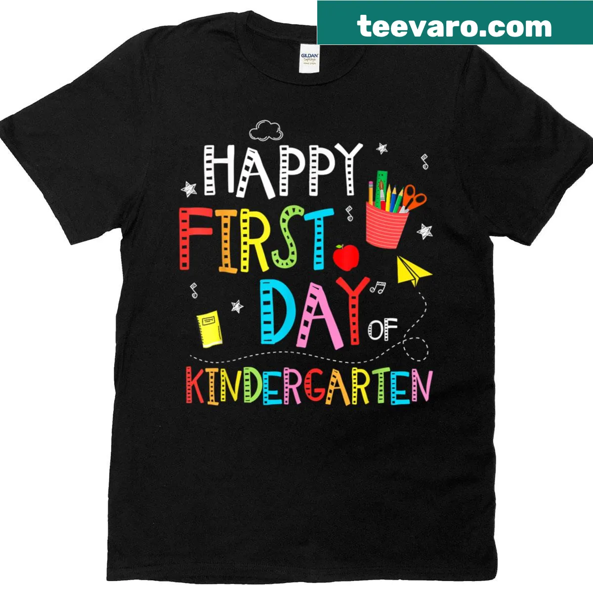 Cheerful back-to-school t-shirt for kids with kindergarten message — on a men's t-shirt