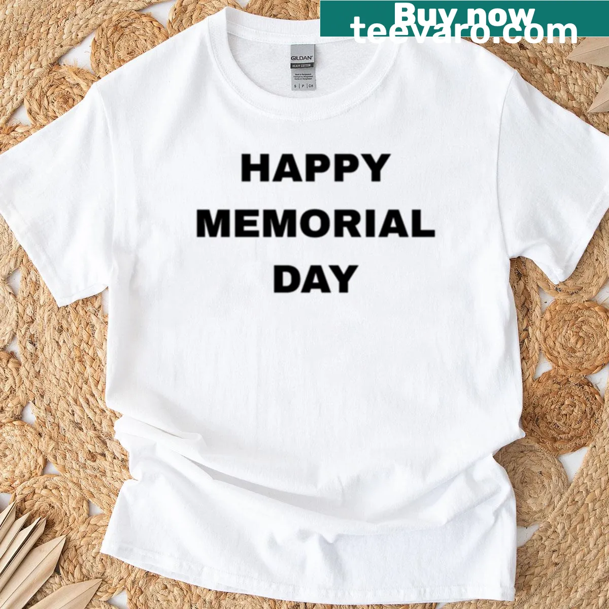 Patriotic T-shirt with the text 'Happy Memorial Day.' — on a men's t-shirt