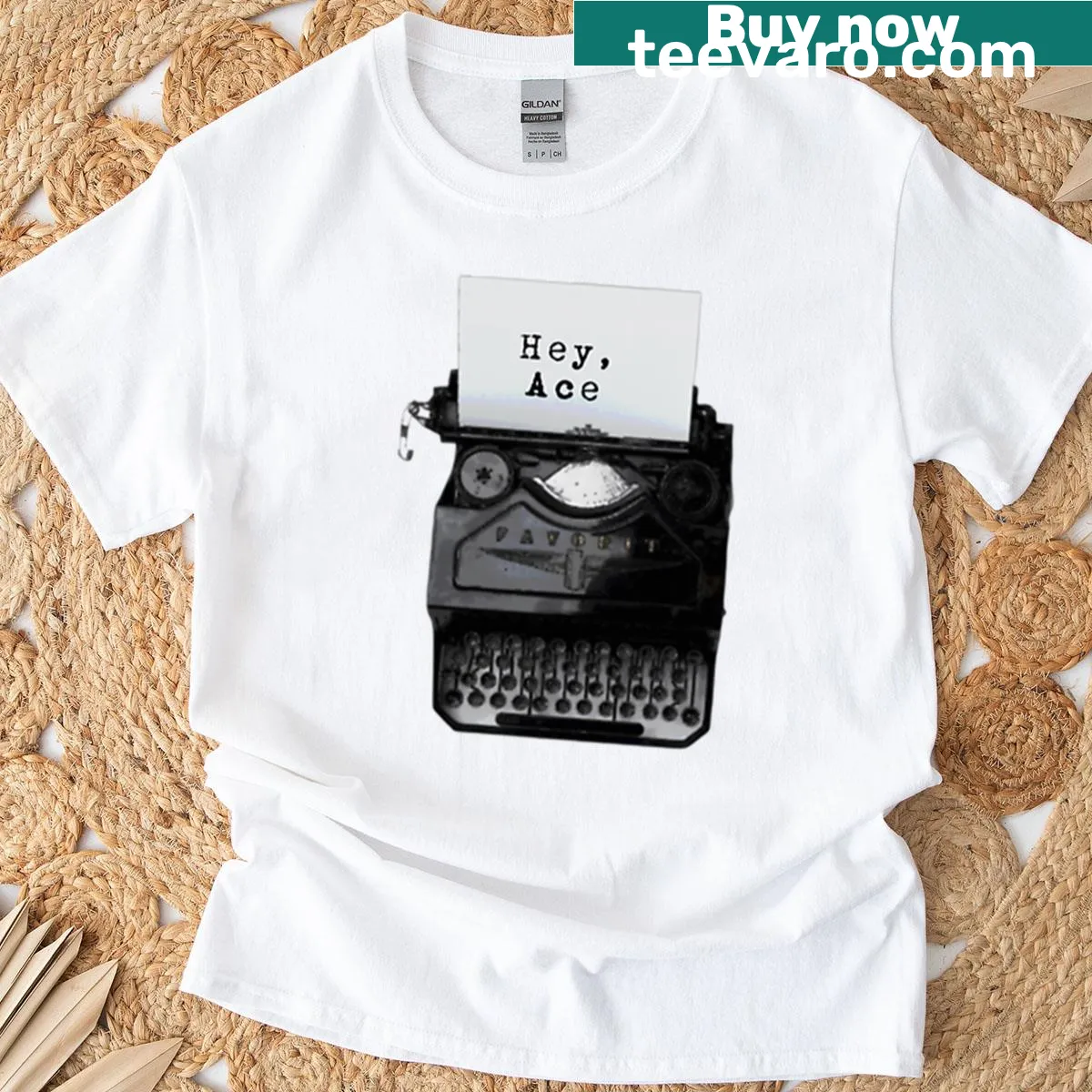 Simple t-shirt with 'Hey Ace' printed on it. — on a men's t-shirt