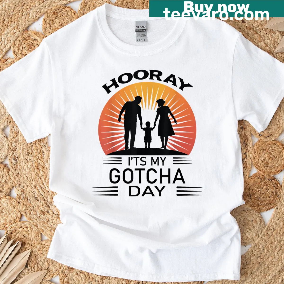 Adoption celebration T-shirt with heartfelt graphics and text — on a men's t-shirt