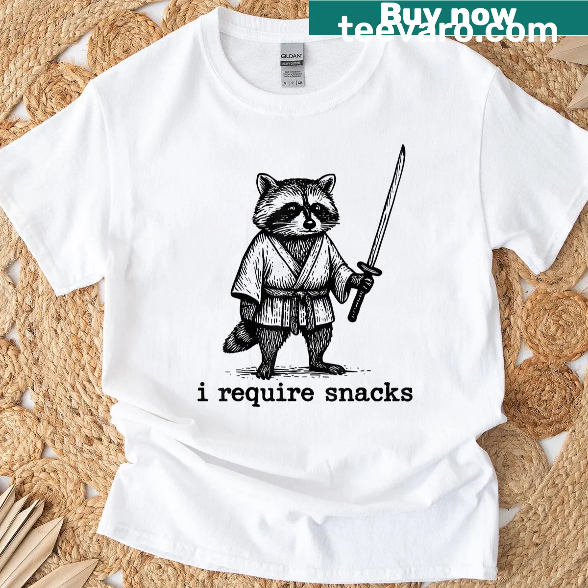 Knight raccoon t-shirt featuring a whimsical raccoon in armor — on a men's t-shirt